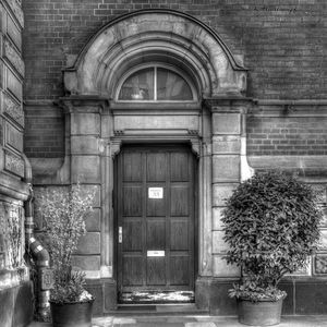 Closed door of old building