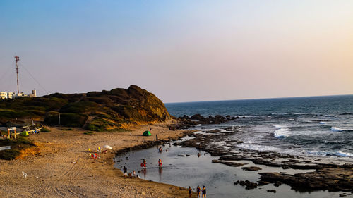 Scenic view of sea against clear sky