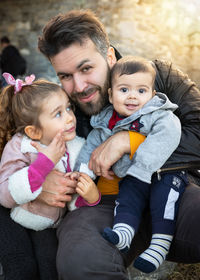 Portrait of father and son