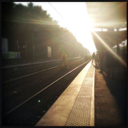 Railroad track at sunset