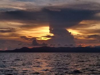 Scenic view of sea against sky during sunset