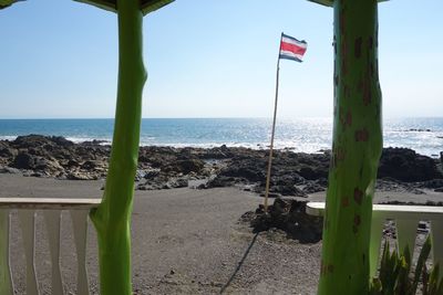 Scenic view of beach against clear sky