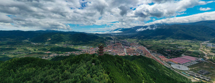 High angle view of landscape against sky