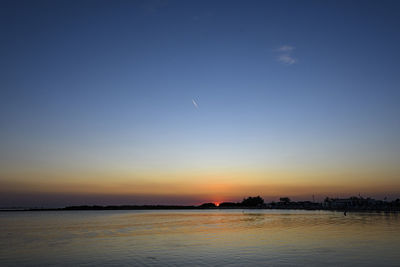 Scenic view of sea against sky at sunset