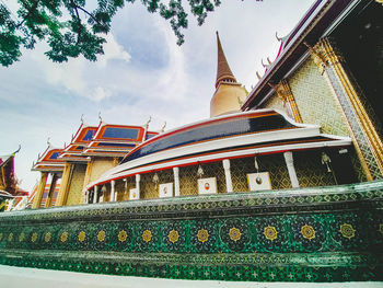 Low angle view of temple building against sky