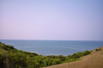 Scenic view of sea against clear sky