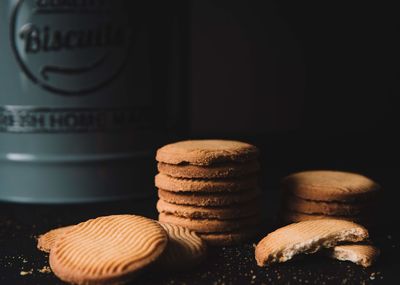 Close-up of cookies on table