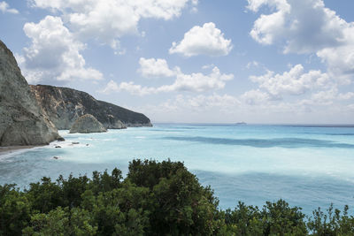 Scenic view of sea and cloudy sky