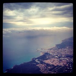 Scenic view of sea against cloudy sky