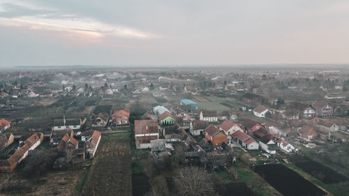 High angle view of townscape against sky