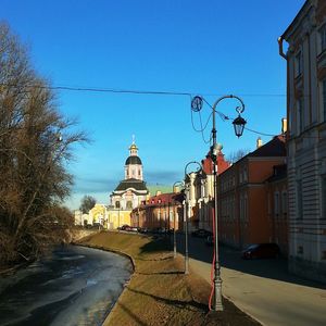 View of road against clear blue sky