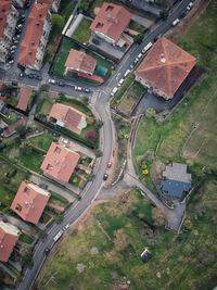 High angle view of road amidst buildings in city