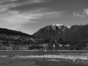 Scenic view of mountains against sky