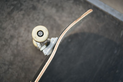 High angle view of skateboard on street