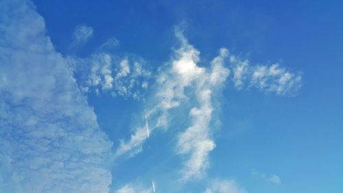 Low angle view of clouds in blue sky