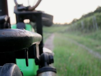 Close-up of chain on field