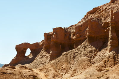 Low angle view of rock formations