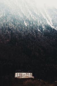 High angle view of snow covered land