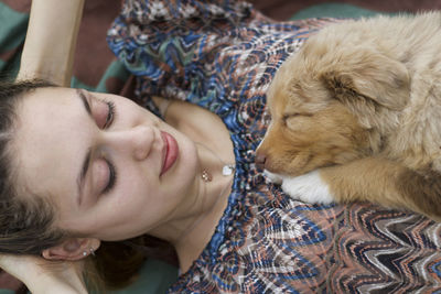 Girl sleeping on bed