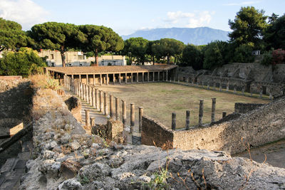 View of old ruin built structure against sky