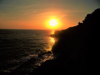 Scenic view of sea at sunset