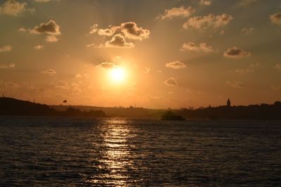 Scenic view of sea against sky during sunset