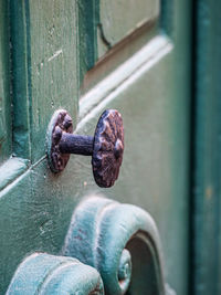 Close-up of rusty metal door knob