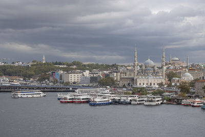 Golden horn,istanbul,turkey.september 22,2022.istanbul view from golden horn metro bridge in autumn 