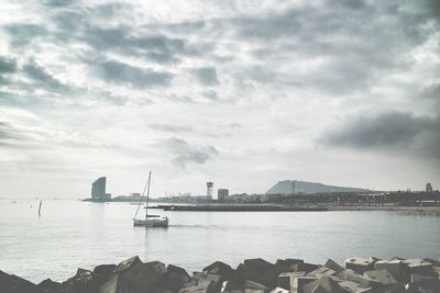 View of sea against cloudy sky