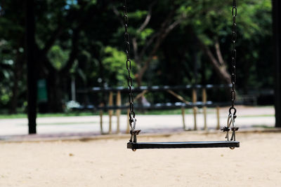 Empty swing in park