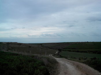 Road passing through field