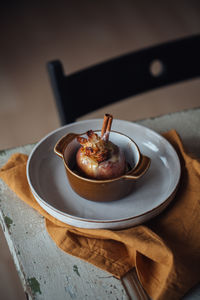 Close-up of food on table