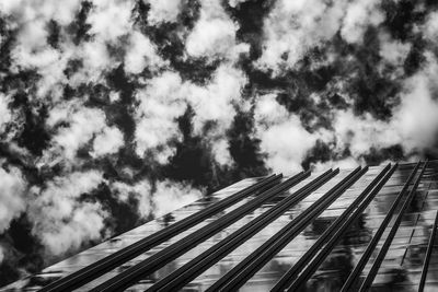 Low angle view of railroad tracks against sky