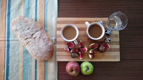 Directly above shot of breakfast on table