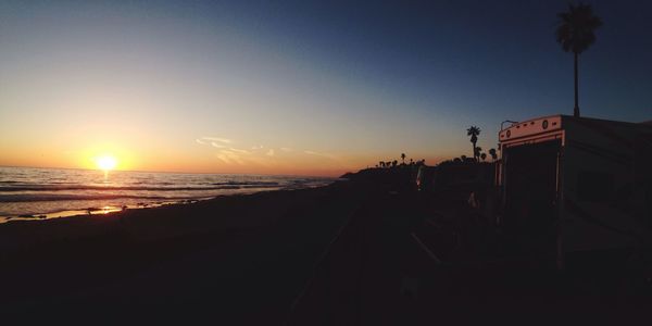 Scenic view of sea at sunset