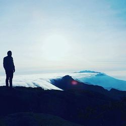 Woman looking at mountains