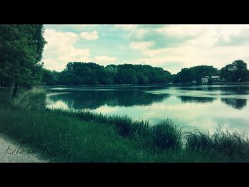 Scenic view of lake against sky