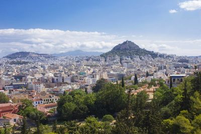 Panoramic view of athens city and mount lycabettus from the acropoli