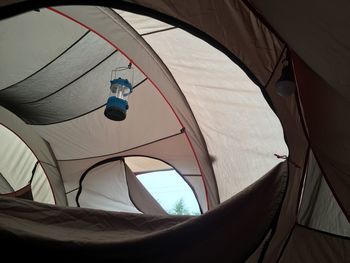Low angle view from inside a tent