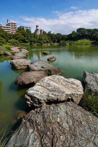 Scenic view of lake against sky