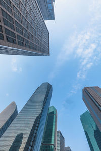 Low angle view of modern buildings against sky