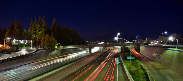 Traffic on road at night