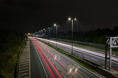 Light trails on highway at night