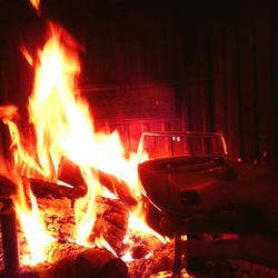 Close-up of bonfire at night