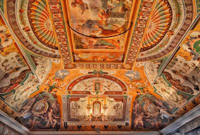 Low angle view of ceiling of temple