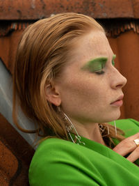 Close-up portrait of a young woman