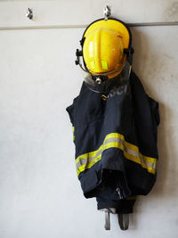 Rear view of man wearing protective mask