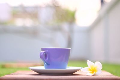 Close-up of coffee served on table