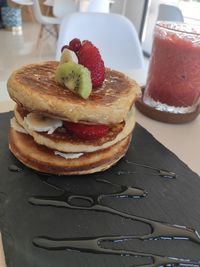 Close-up of dessert in plate on table