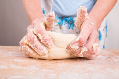 Close-up of person preparing food